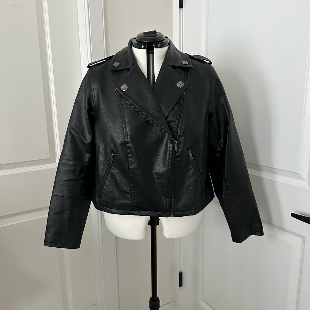 Eloquii Black Leather Biker Jacket